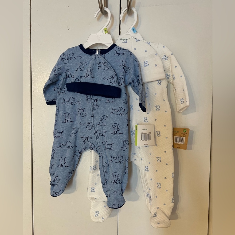 Two Little Me footie-hat onesie